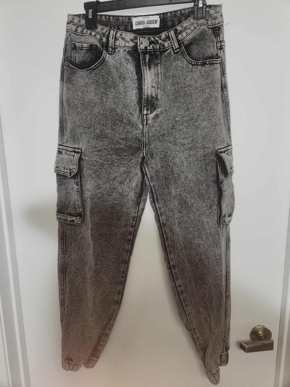Women's Grey Wash Cargo Jeans